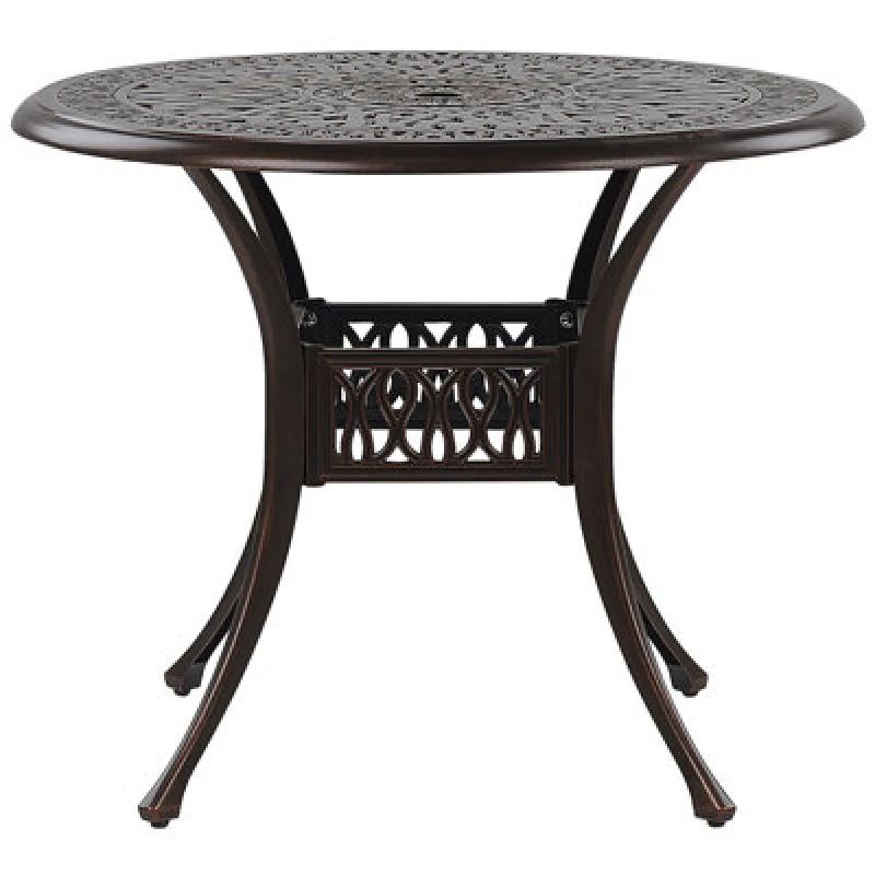 Image of Beliani Outdoor Dining Table For 4 Ancona 90 Cm 90 Cm Metal Dark Brown