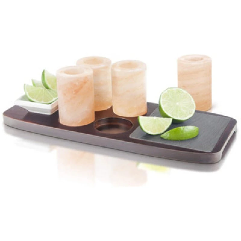 Image of Final Touch Tequila Board with Salt Shot Glasses 7 Piece Set Multi