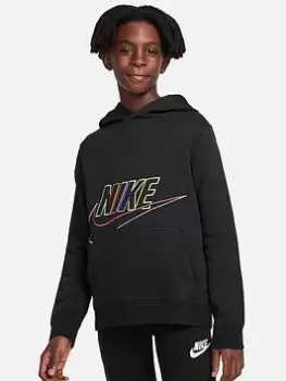 Image of Nike Older Boys Sportswear Core Graphic Logo Overhead Hoodie - Black, Size XL=13-15 Years