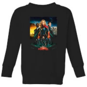 Image of Captain Marvel Movie Starforce Poster Kids Sweatshirt - Black - 7-8 Years