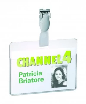 Image of Durable Clear Visitor Name Badge 60x90mm Pack of 25 814719