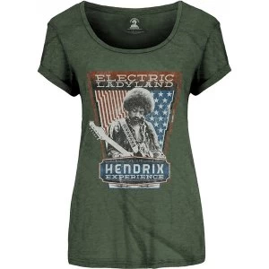 Image of Jimi Hendrix Electric Ladyland Ladies Medium T-Shirt - Green