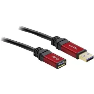 Image of Delock USB cable USB 3.2 1st Gen (USB 3.0 / USB 3.1 1st Gen) USB-A plug, USB-A socket 5m Red, Black gold plated connectors, UL-approved 82755