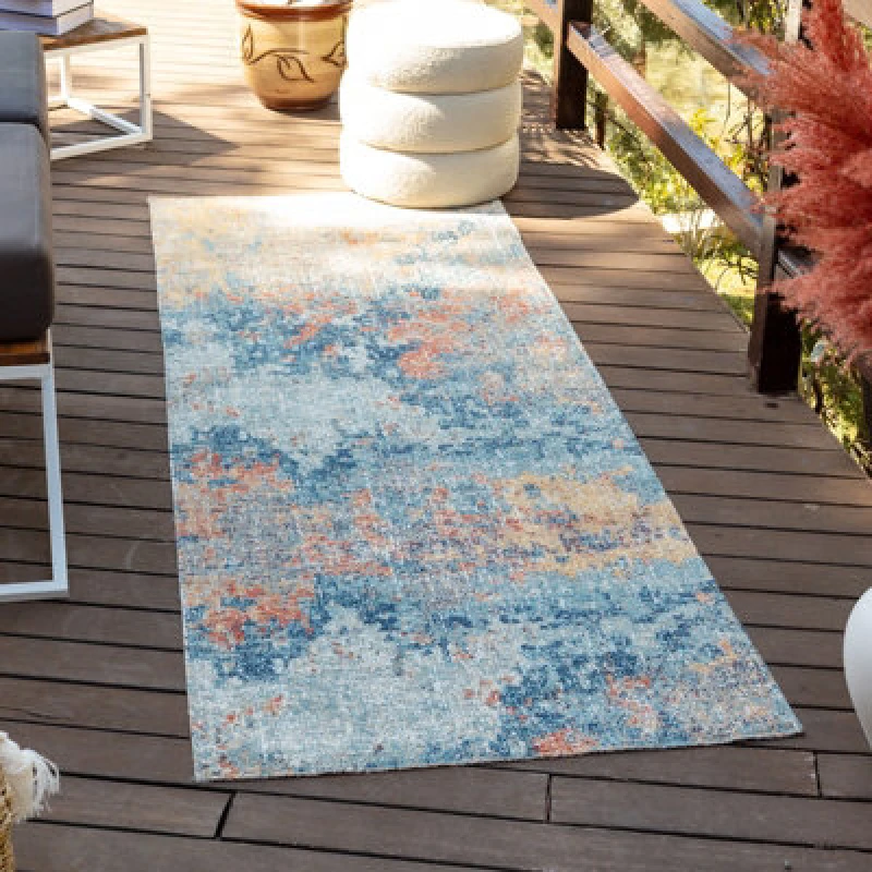 Image of Livabliss In- & Outdoor Modern Burnt Orange Mona Runner Rug 80 X 220 Cm - Easy To Clean, Perfect For Balcony Or Dining Room