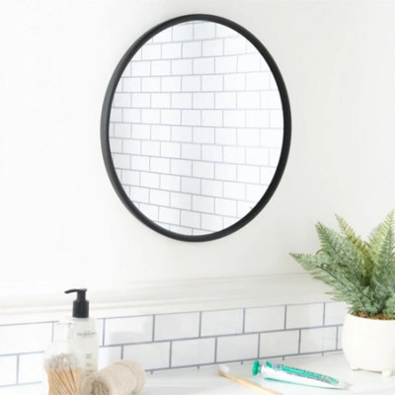 Image of OHS OHS Round Wall Mounted Bathroom Dressing Mirror in Black One Size Unisex 5027434234523