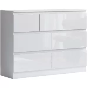 Image of Fwstyle Modern 7 Drawer Merchant Chest White Gloss