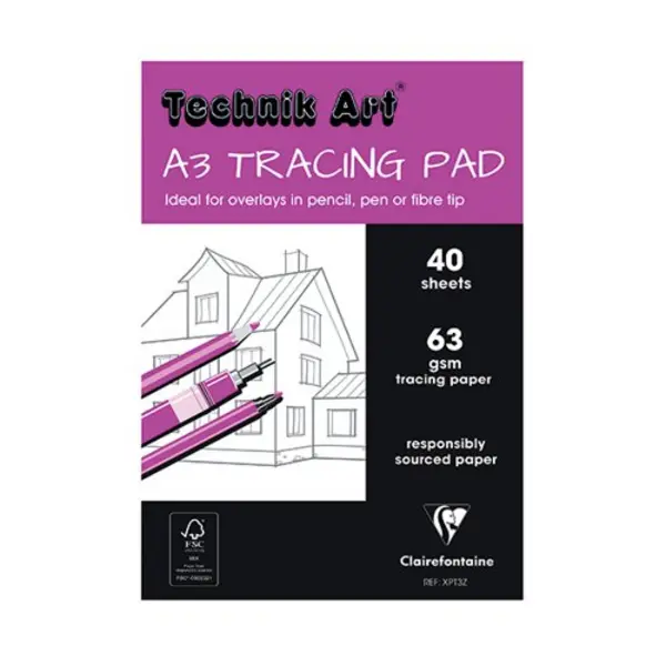 Image of Technik Art Clairefontaine Technik Art Tracing Pad 63gsm A3 40 Sheets XPT3 XPT3
