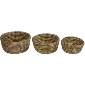 Image of Premier Housewares - Set of Three Straw Baskets with Black Detail