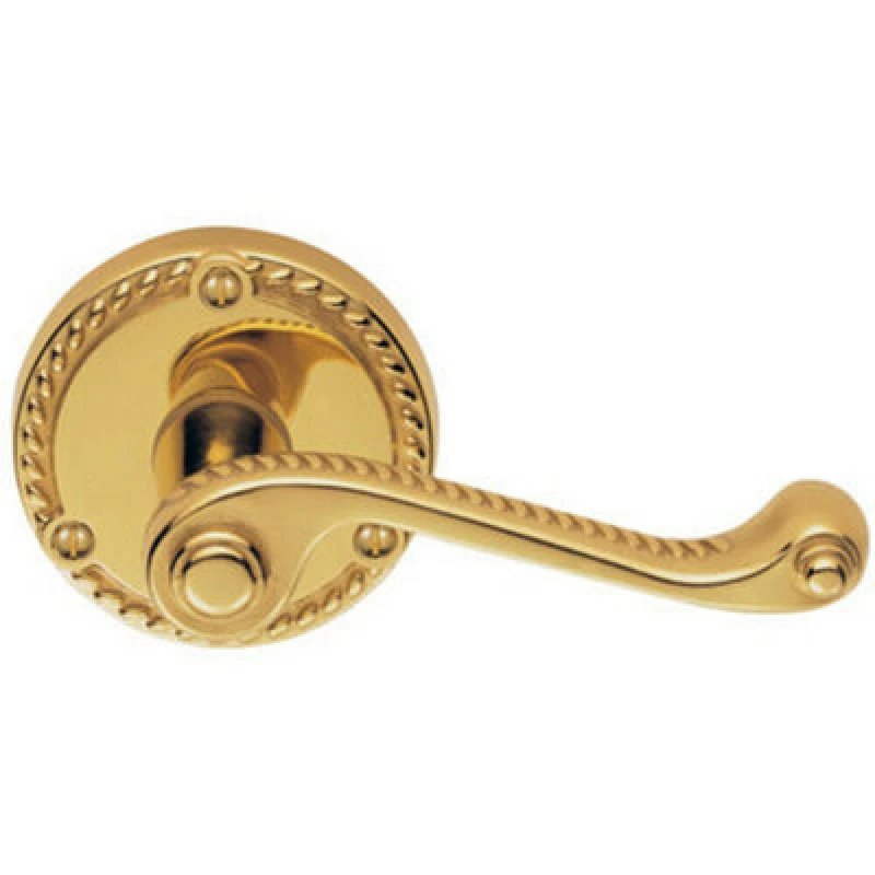 Image of Loops PAIR Georgian Scroll Handle on Round Rose Rope Design Pattern Polished Brass Metallics