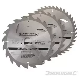Image of Silverline (801292) TCT Circular Saw Blades 20 24 40T 3pk 184 x 30 - 20 16mm