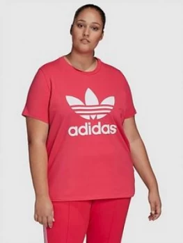Image of adidas Originals Trefoil T-Shirt (Curve) - Pink, Size 4X, Women