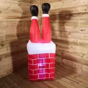 Image of Premier 1.6M Outdoor Light Up Inflatable Christmas Santa Stuck in Chimney with Moving Legs