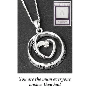 Image of Equilibrium Silver Plated Heart Circle Necklace Mum
