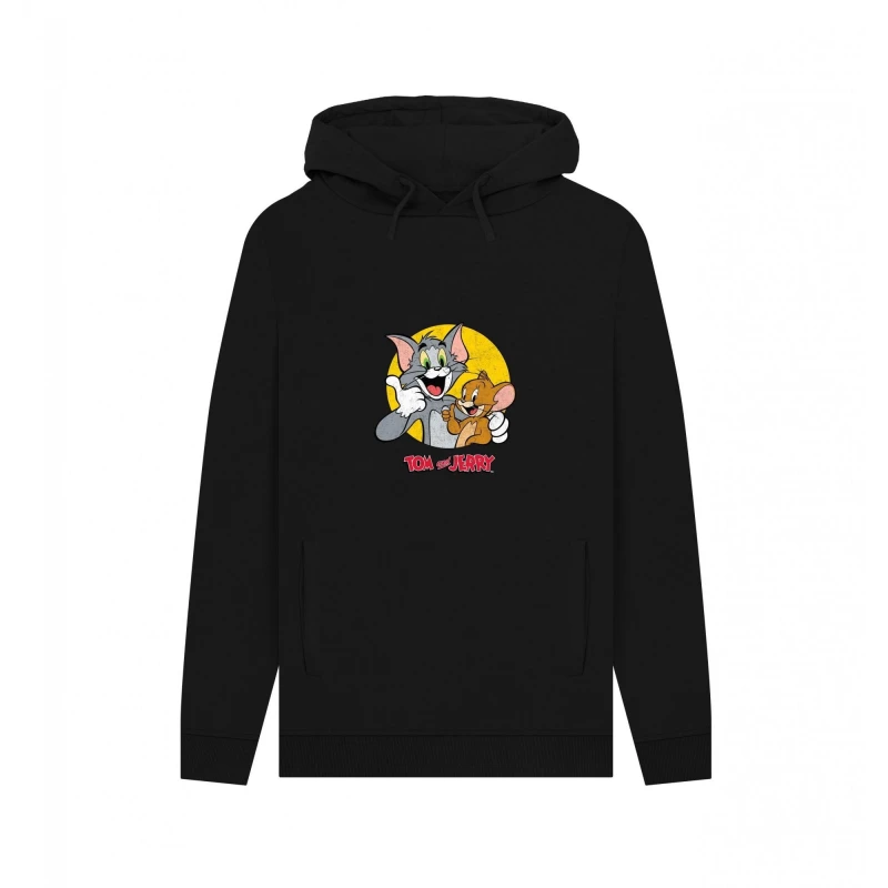 Image of Tom & Jerry Mens Thumbs Up Hoodie in Black Size: Small Black Male S