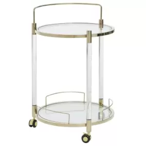 Image of Premier Housewares Round Trolley White Glass Top Gold Frame