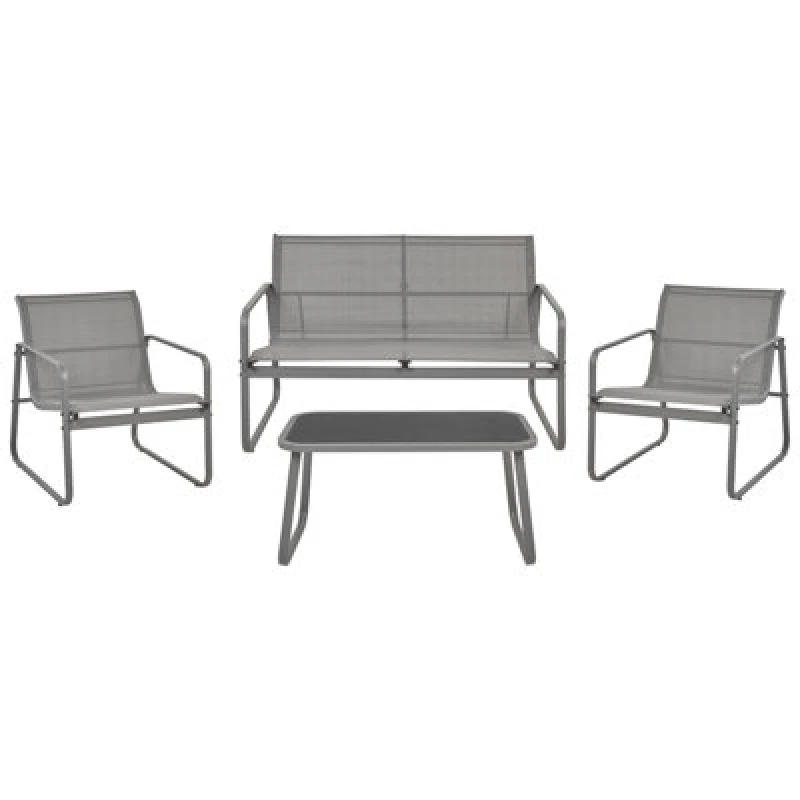 Image of Beliani Garden Lounge Set With Table 4 Seater Barrea Metal Grey