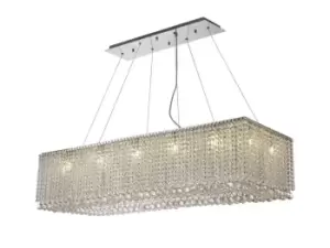 Image of Empire 120x50cm Rectangular Ceiling Pendant Chandelier, 14 Light G9, Polished Chrome, Crystal