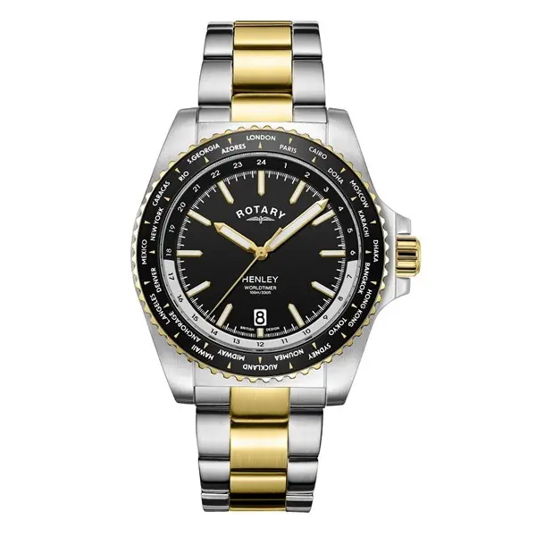 Image of Rotary GB05371/04 Henley Two Tone World Time Bracelet Watch - W13203
