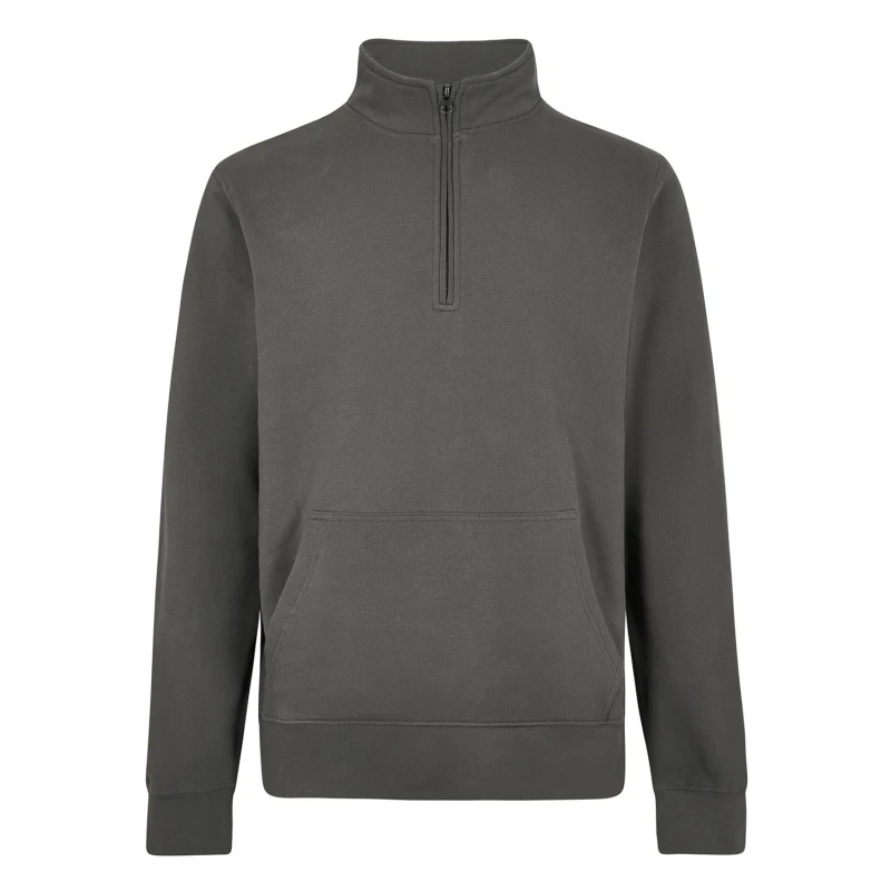 Image of Kustom Kit Mens Pique Quarter Zip Sweatshirt in Dark Grey Size: Small Dark Grey Male S