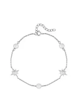 Image of Simply Silver Sterling Silver 925 Freshwater Pearl Celestial Bracelet, Silver, Women
