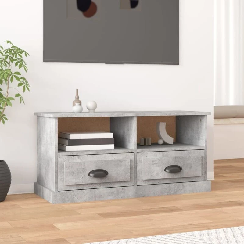 Image of vidaXL TV Cabinet Concrete Grey 93x35.5x45cm Engineered Wood, Grey 816468