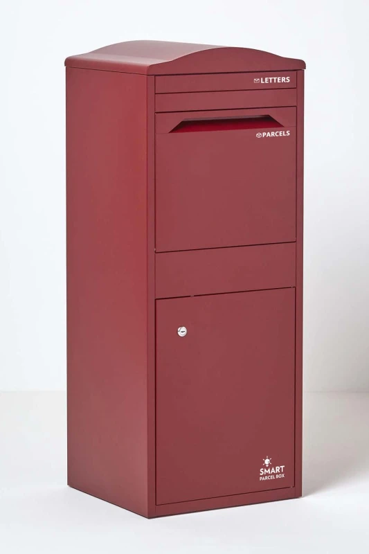 Image of Homescapes Smart Parcel Box  Large Curved Top Front Access Secure Delivery Box in Red Red Unisex
