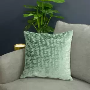 Image of Delphi Velvet Jacquard Cushion Mint, Mint / 45 x 45cm / Polyester Filled