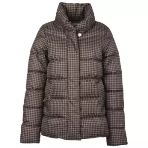 Image of Barbour Womens Cecilia Quilted Jacket Praline Dogtooth/Rosewood Tartan 14