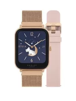 Image of Radley Series 11 Smart Ladies Square Case With Interchangeable Rose Gold Mesh & Cobweb Silicone Watch Set