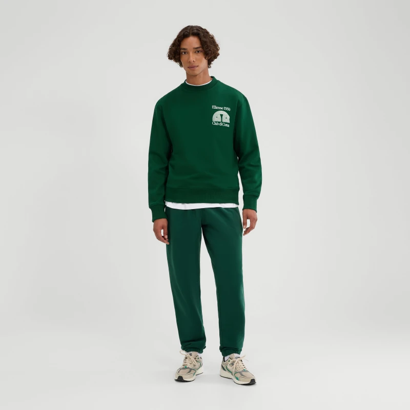Image of Ellesse Mens Club Di Corsa Sweatshirt in Dark Green Size: Medium Dark Green Male M