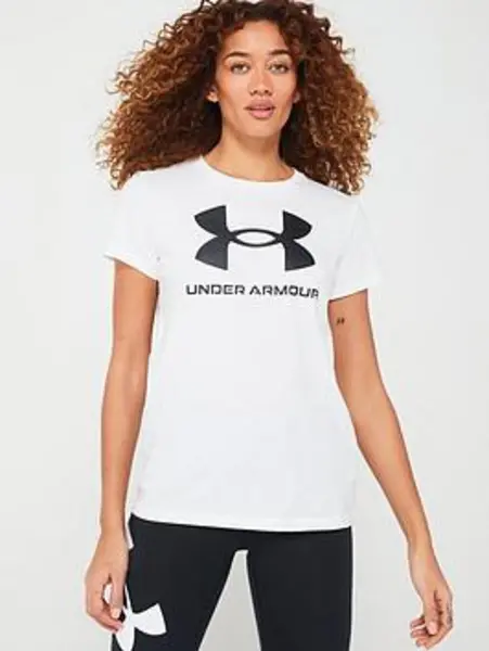 Image of Under Armour Women'S Training Sportstyle Logo T-Shirt - White/Black