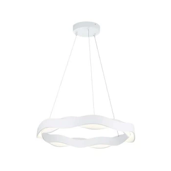 Image of Grok Hello - LED Round Circular Ceiling Pendant Matt White Mains dimming (LC) 63cm 2300lm 2700K