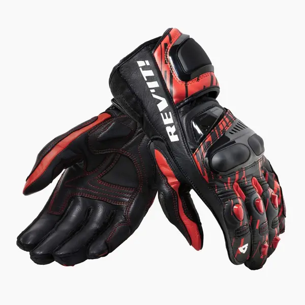 Image of REV'IT! Quantum 2 Neon Red Black Motorcycle Gloves Size S