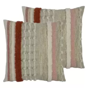 Image of Furn. Omana Twin Pack Polyester Filled Cushions Terracotta