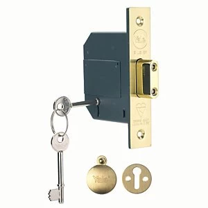 Image of Yale P-M562-PB-80 5 British Standard Lever Deadlock - Brass 76mm