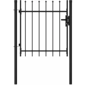 Image of Fence Gate Single Door with Spike Top Steel 1x1 m Black Vidaxl Black