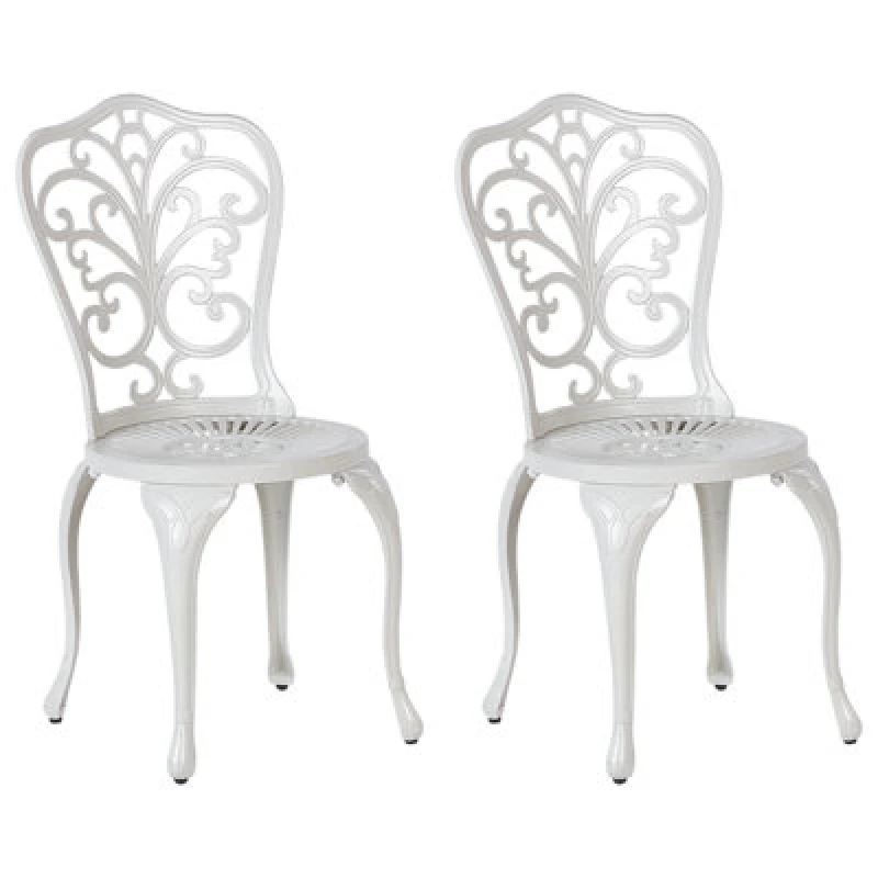 Image of Beliani Set Of 2 Garden Chairs Triora Metal Off-White