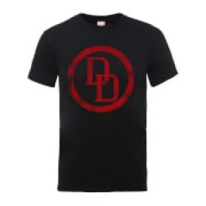 Image of Marvel Comics Daredevil Distressed Circle Logo Mens Black T-Shirt - M - Black