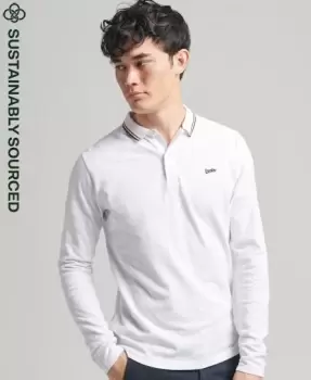 Image of Superdry Mens Vintage Tipped Long Sleeve Polo Shirt White / Optic/red - Size: XL