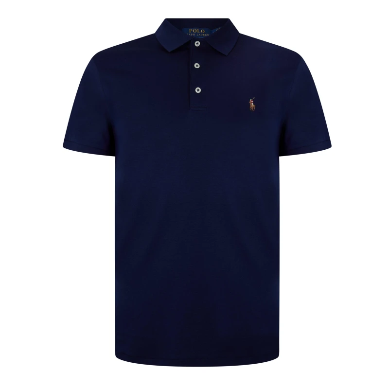 Image of Polo Ralph Lauren Mens Slim Fit Short Sleeve Polo Shirt French Navy male S