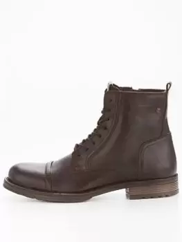 Image of Jack & Jones Russel Leather Stone Boots - Brown, Size 43, Men