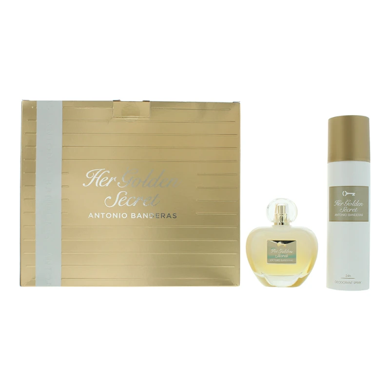 Image of Antonio Banderas Her Golden Secret 2 Piece Gift Set: Eau de Toilette 80ml - Deodorant Spray 150ml