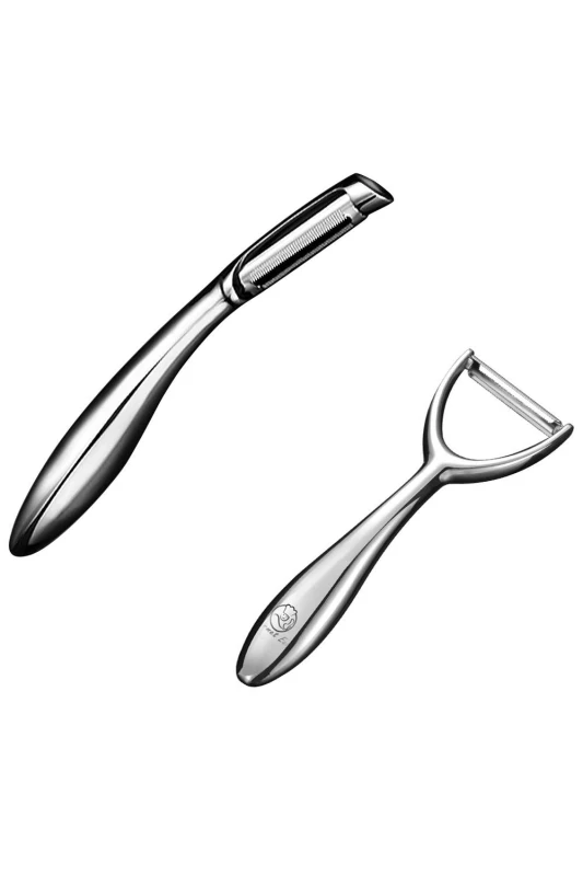 Image of Gourmet Easy I-Shaped & Y-Shaped Stainless Steel Peeler Set - Silver Silver Unisex
