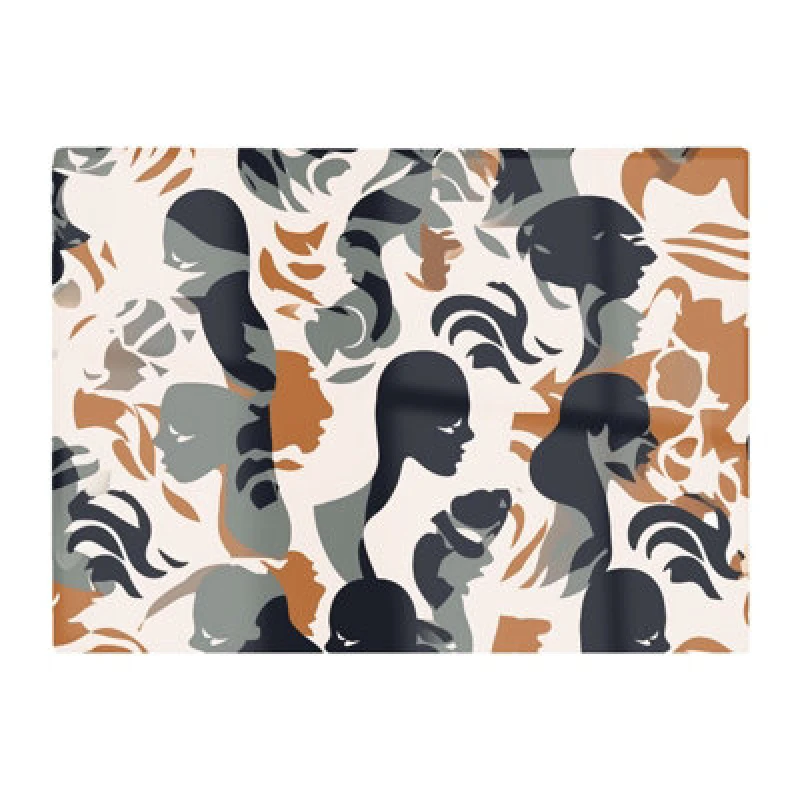 Image of Warren Reed Designer Abstract Grey Brown Silhouette Glass Chopping Board