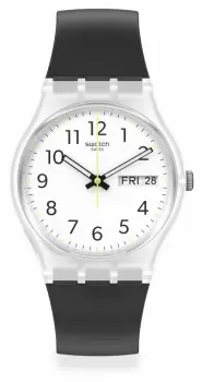 Image of Swatch GE726-S26 RINSE REPEAT White Dial Black Silicone Watch