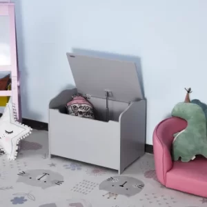 Image of HOMCOM Wooden Kids Children Toy Storage Organizer Chest Safety Hinge Play Room Furniture Grey 60 x 40 x 48 cm