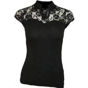 Image of Spiral Plain Lace Corset Sleeveless Top Medium Black