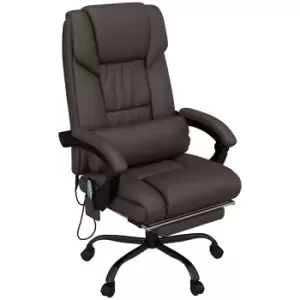 Image of Vinsetto 6-Point PU Leather Massage Office Chair, Reclining Chair Office with Footrest, Height Adjustable Computer Chair with Swivel Wheels, Remote, B