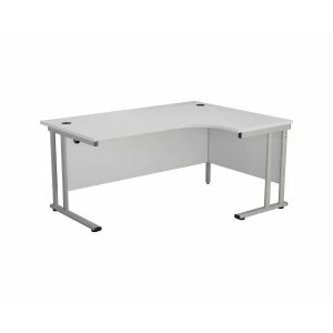Image of TC Office Start Silver Cantilever Frame Right Hand Crescent Desk 1800x1200mm, White