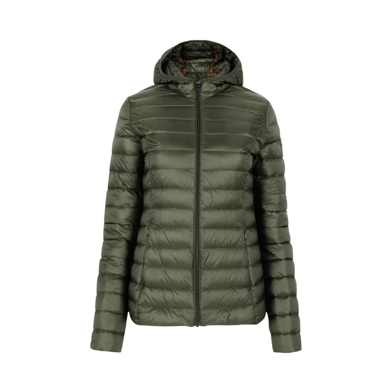Image of JOTT Cloe Quilted Padded Jacket with Hood and Zip Fastening Military Khaki Women XS;S;M;L;XL